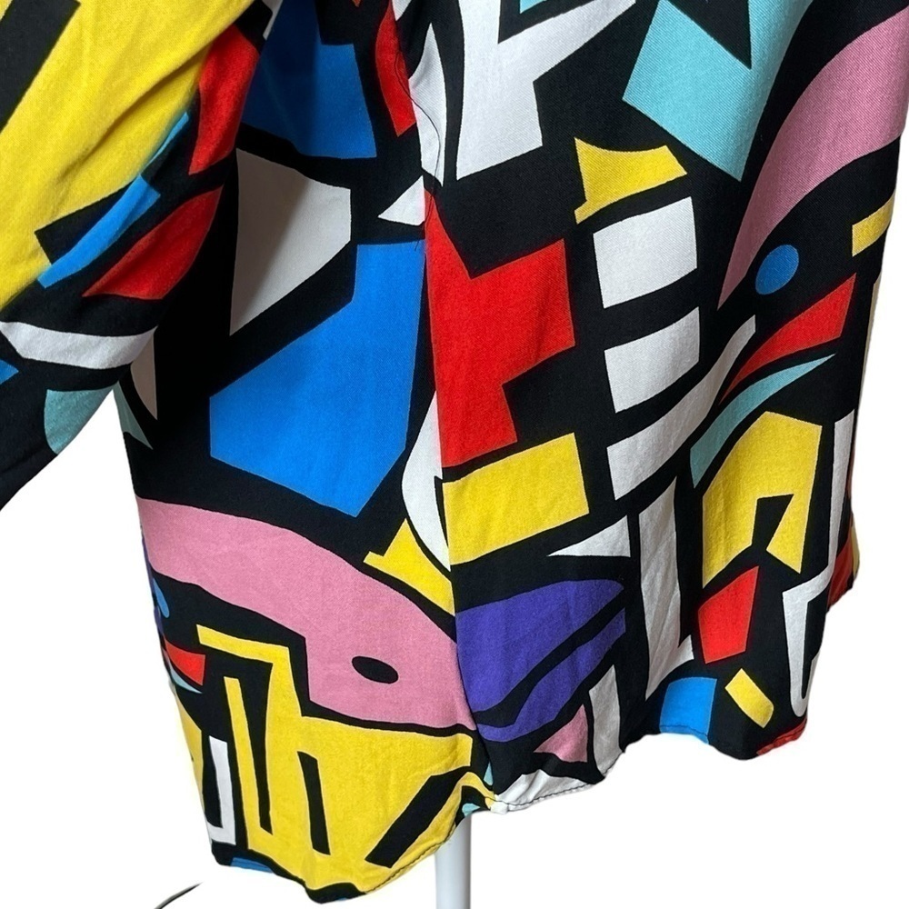 Big Dart Vintage 80s GEOMETRIC Pop Art Button Up Top Color Block Size Medium NWT - Picture 12 of 15